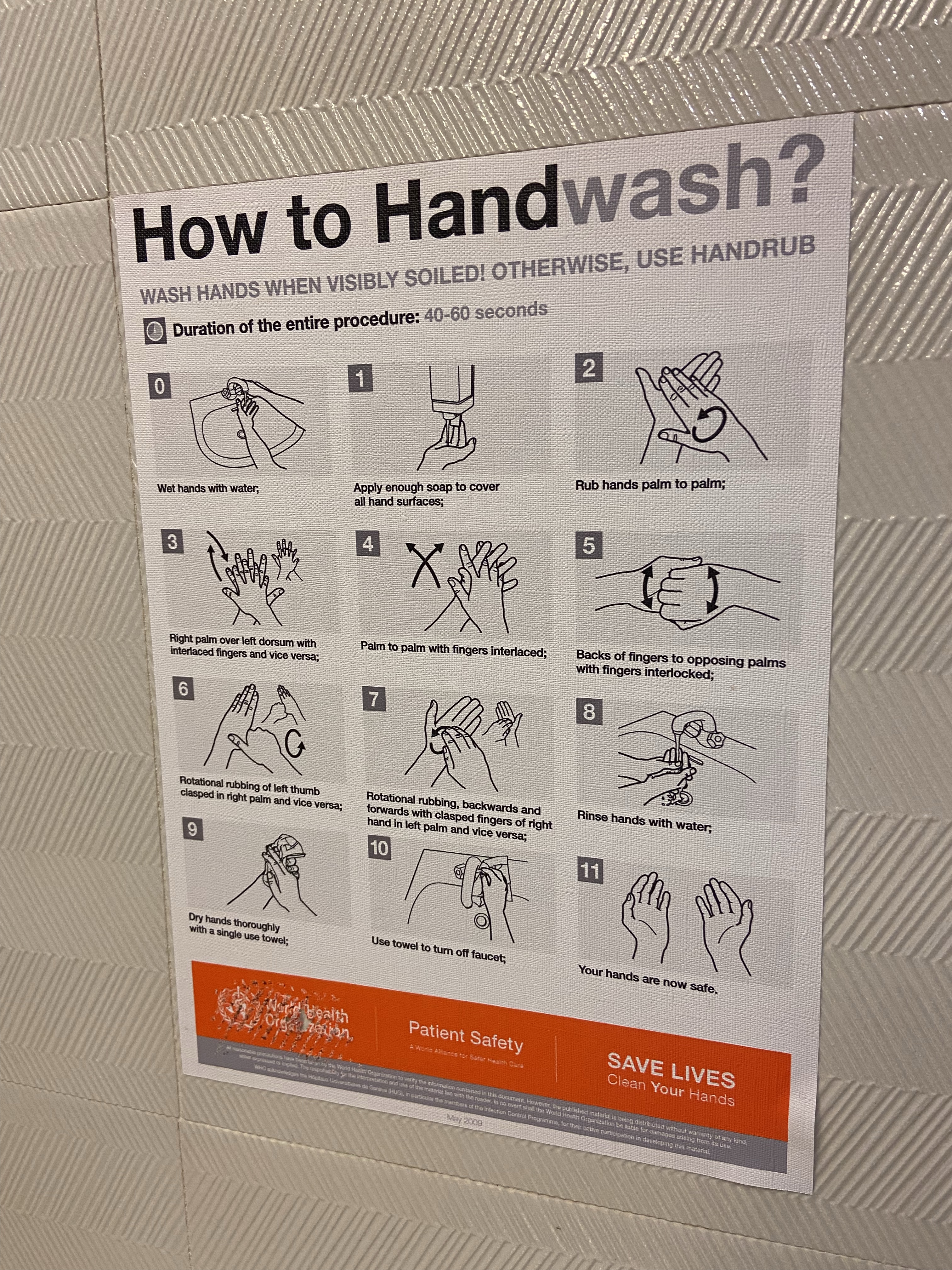 Orlando Marriott hand washing sign